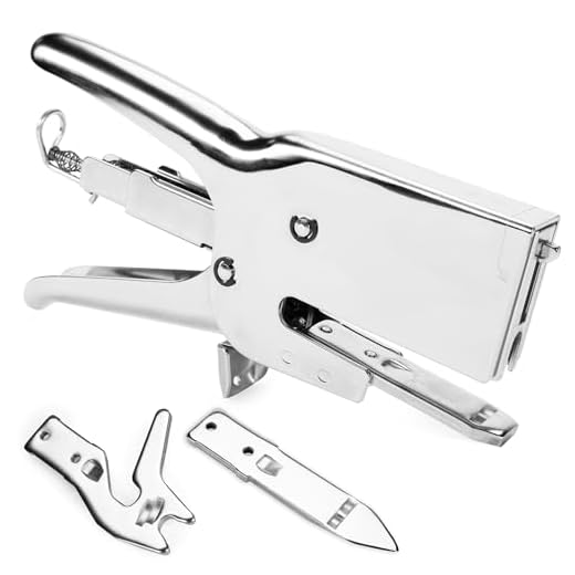 IDL Packaging HSP-12 Heavy-Duty Metal Plier Stapler, Silver - Works with 7/16" (11 mm) Crown Staples - Industrial Cardboard Stapler - Great for Sealing Packaging Boxes, Mail Bags, or Poster Tubes