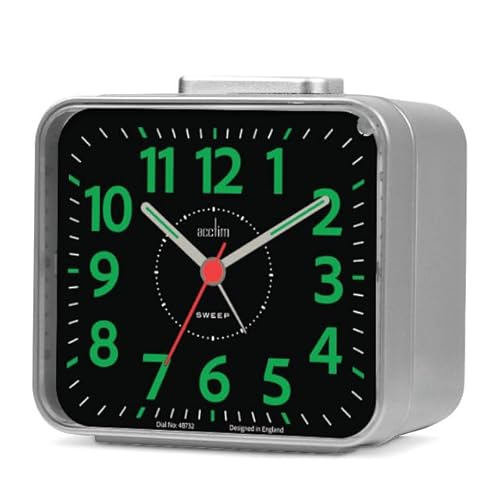 Acctim Parker Non-Ticking Sweep Loud Bell Alarm Clock (Silver)