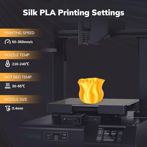 Image of AMOLEN Silk PLA Filament 1.75mm 3D Printer filaments, Shiny Gold Filament for 3D Printing, 1kg(2.2lbs) Spool, Compatible with Most Printer(Silk Gold)