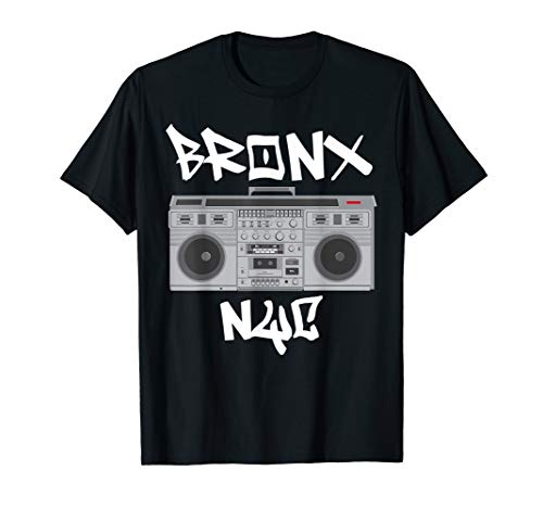 Bronx NYC Boom Box Graffiti Lettering T-Shirt