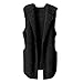 IHGWE - Gilet invernale da donna in peluche, con cappuccio, senza maniche, spesso, con tasche in tinta unita, caldo gilet con cappuccio, elegante e casual Nero XL