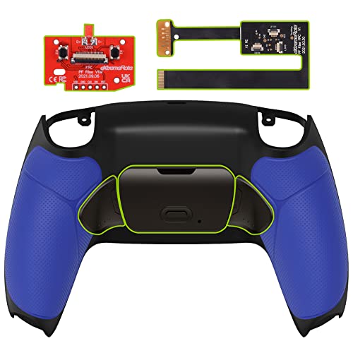 Image of eXtremeRate Blue Real Metal Buttons (RMB) Version Rise 2.0 Remap Kit for PS5 Controller BDM-010 020 Black Rubberized Grip Back Shell, Upgraded Programable Back Buttons Attachment for PS5 Controller