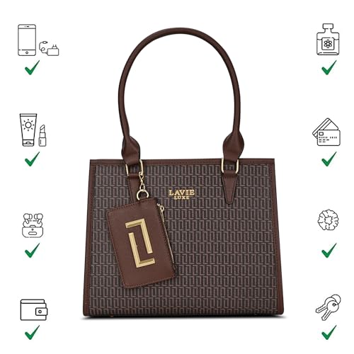 Image of Lavie Luxe Women's Monogram Quad26 Medium Tote Handbag | Tote Bag For Work | Ladies purse | Stylish Shoulder Bag | Gift For Women