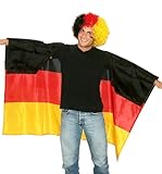 Fußball Klamotten Deutschland Kostüm Flagge als Poncho Cape Umhang Fan-Artikel Fußball EM WM schwarz rot Gold
