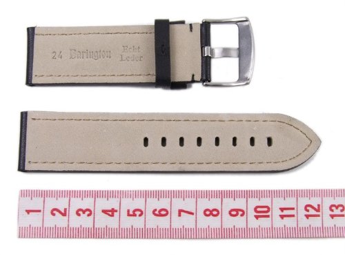 Correa de reloj Eulit de cuero negro 24mm de repuesto para Zeppelin 23852S 2