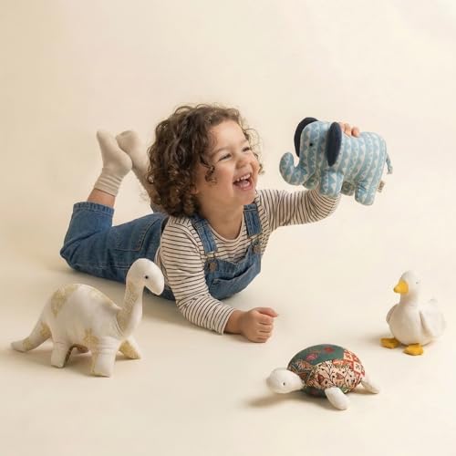 Image of Novo Baby Hand-Sewn Plush Toys - Soft Toy Set for Baby Girl & Boy | Recycled Fabric Stuffed Animal Toys | Eco-Friendly, Artisan-Made Soft Toys for Kids & Toddlers (Pack of 4)