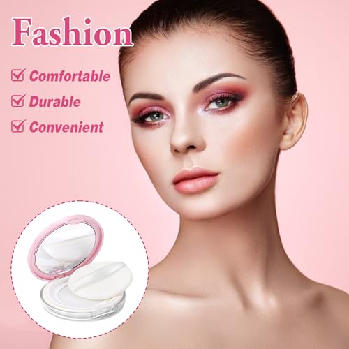 2 Pcs Loose Powder Container with Puff 0.17/0.7 oz Refillable Empty Powder Compact Makeup Powder Travel Container Case Portable Powder Puff and Container with Mirror and Elasticated Net Sifter4