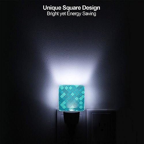 Image of Ocean Blue Turquoise Scales LED Plug-in Night Lamp 2 Piece Set, Auto Sensor Nightlights Set of 2 for Bedroom Bathroom