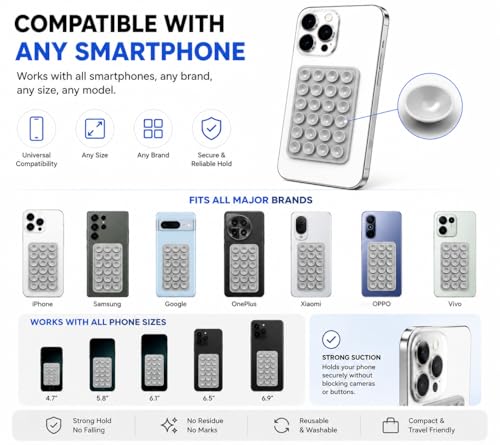 Image of GooseBox Suction Phone Case, Silicone Suction Phone Case for Hands-Free Mobile Accessory Holder Grip, Video Phone Accessory Compatible Mirror, Shower (Grey, Pack of 1)