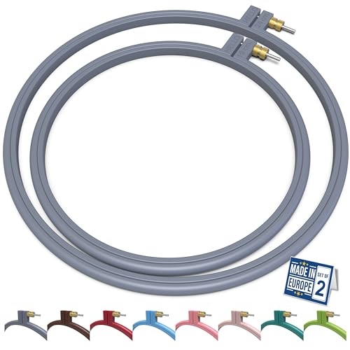 Maker Susan Hello Series - Aro de plástico para bordar, para principiantes, agujas perforadoras, marcos de bordado para costura, costura (color gris antracita, juego de 2 piezas)