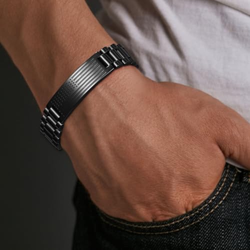 P.BLAKE American Flag Watch Bible Verse Bracelet for Men Boys, Stainless Steel Engraved Christian Christmas Jewelry Gifts for Dad Son Husband Grandpa3