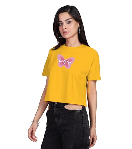 Image of SHODOX Women's 100% Cotton Regular Fit Printed Half Sleeve T Shirt Casual Summer Wear Soft Breathable Top Daily Comfort Style