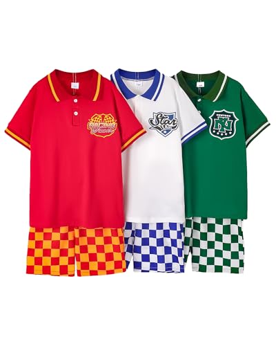 Image of PureChapter 3 Pack School Uniforms for Boys Summer Outfits Boys Fashion Polo Shirt Plaid Short Sets Kids Clothes