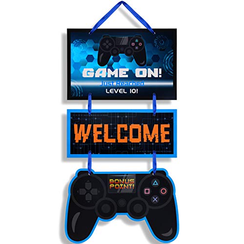 Video Game Birthday Party Decorations Door Sign Welcome Hanger Gaming Party Supplies