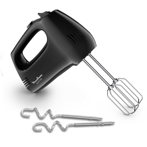 Moulinex Quickmix, Batidora de mano de varillas 300W, 5 velocidades, 2 accesorios para amasar o...