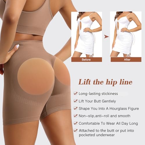 Majurphy Silicone Butt Pads for Flat Butt -Adhesive Reusable Non-Slip Buttock Hip Padding for Flat Buttocks| Skin Tone2