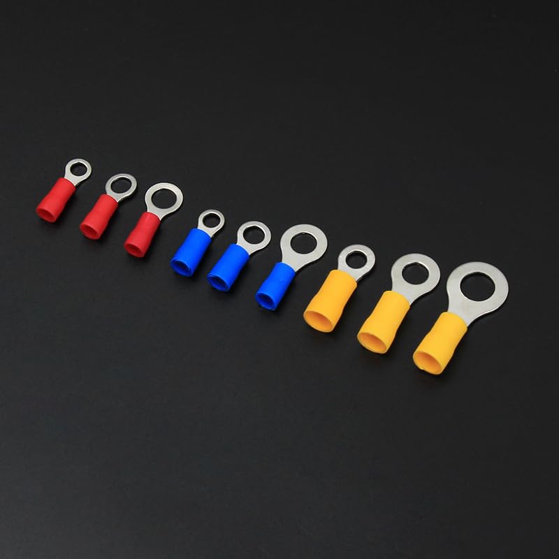 Kit di connettori a crimpare con terminale ad anello isolato, 128 pezzi, connettori per cavo ad anello, terminali terminali a spina per cavo