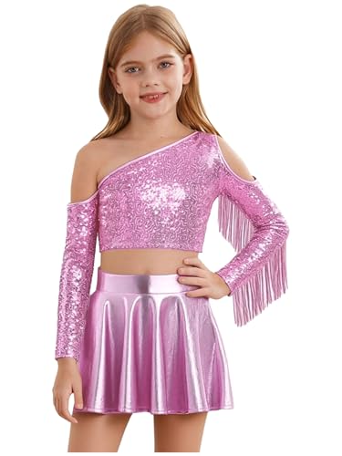 Disfraz de niño niña metálico brillante rosa talla 12 años miniatura 1