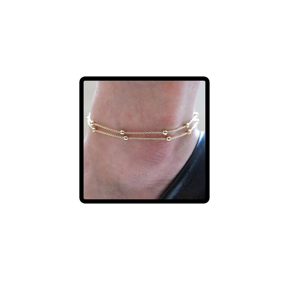 Bracelet De Cheville Double Couche Plaqué étoiles Couleur Argent Pour Femme, Bijoux De Pied, Bijoux De