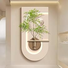 YVYKFZD 3D Wall Art Decoration, Sandstone Wall Decor, Walls Sculpture Mural with Vase, LED Decorative Painting, Creative Walls Hanging Painting for Entrance, HallwayCream d,40x80cm/15.7"x31.4"