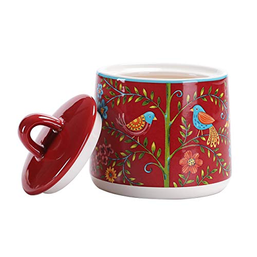 Bico Red Spring Bird Ceramic Sugar And Cream Set, Dishwasher Safe #TOP2