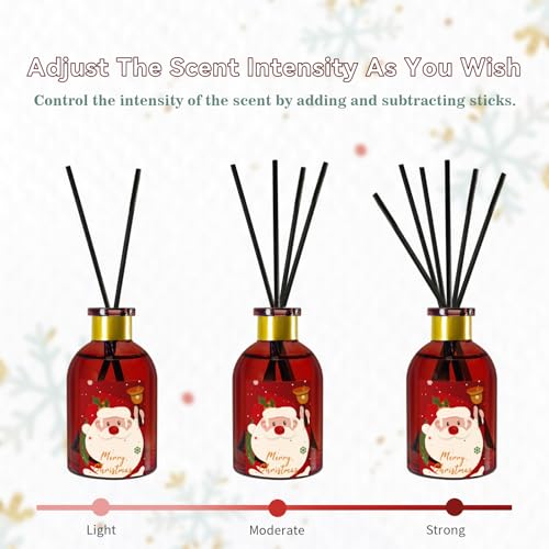 LA BELLEFEE Christmas Reed Diffuser 3 Packs Reed Diffuser with 18 Sticks Essential Oil Diffuser for Home Bathroom Home Decor Each 17Fl Oz Total 51 Fl Oz Cedar Apple Cinnamon Lemon Soda