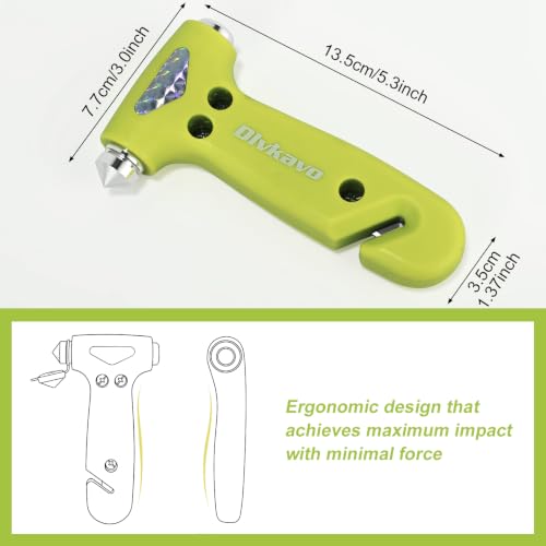 Image of Window Breaker, 3-in-1 Emergency Escape Tool with Car Safety Hammer and Seat Belt Cutter, Safety Emergency Car Tool for Car, Office, Home, Green