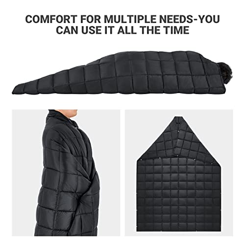 KingCamp Ultraleicht Reisedecke, Warme Outdoor Decke, Winddichte Camping Decke, Wasserabweisend Kompakt kleines packmaß für unterwegs Picknick Reisen zu Hause 200× 144 cm Schwarz