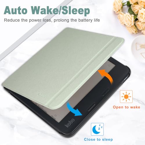 JKhandy Case for Kobo Libra Colour 7 Inch (Model: N428, 2024 Release), Ultra Slim Lightweight Folio Cover with Auto Wake/Sleep, Spring Green by JKhandy - Used condition - Image 3