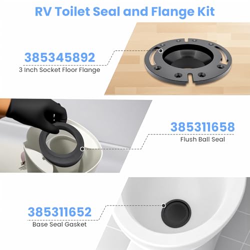 Image of 385345892 34120 Waste Ball Seal Kit For 300 310 320 RV Toilet Seal Replaces | 385345892 3 Inch Socket Floor Flang 34120 Waste Ball Seal Kit 385311658 Rv Toilet Seal
