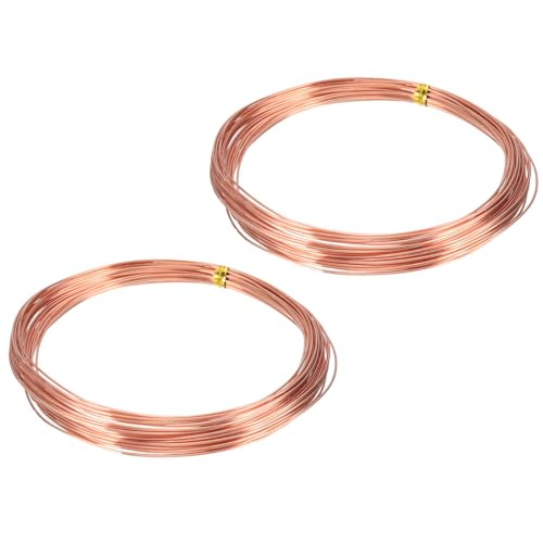 QUARKZMAN Fil De Cuivre Nu Solide 99.9%, Fil De Cuivre naturel Souple 30 Pieds Calibre 20 (0.8mm) pour Bijoux Artisanat Jardinage Electroculture, Lot De 2 (9m)