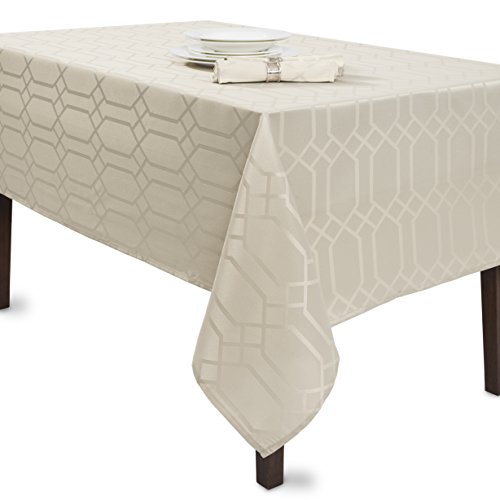 Benson Mills Solid Chagall Spillproof Fabric Tablecloth, 60X84, Stone