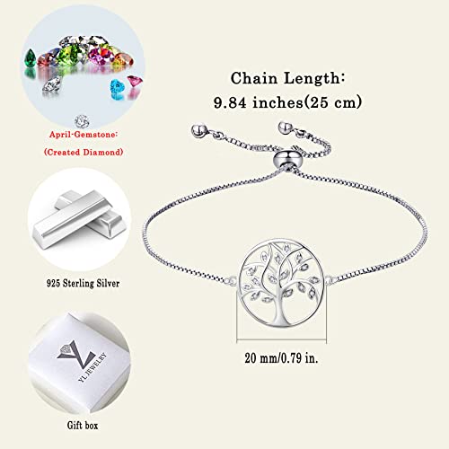 Yl Tree Bracelet 925 Sterling Silver Tree Of Life Link Bracelet Cubic Zirconia Jewelry Adjustable #TOP5