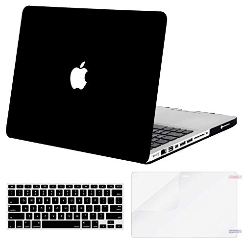 MOSISO Plastic Hard Shell Case & Keyboard Cover Skin & Screen Protector Only Compatible with MacBook Pro 15 inch with CD-ROM (Model: A1286, Old Version Release 2012/2011/2010), Black