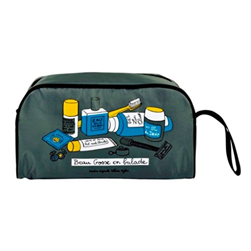 Trousse de toilette "Beau gosse en balade" - grise- Derrière la Porte Cover