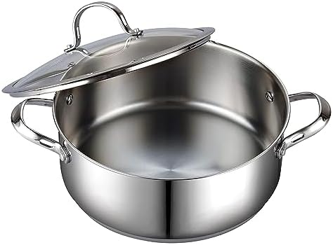 Cooks Standard Dutch Oven Casserole with Glass Lid, 7-Quart Classic Stainless Steel Stockpot, Silver - Thumbnail 5
