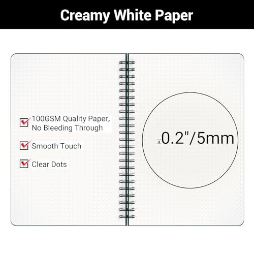 Cahier de note A5 100g papier pointillé 5mm et bloc note spirale 4 pièces - 3