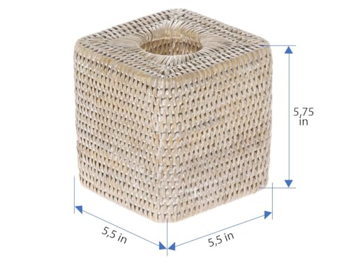 KOUBOO Tissue Box Cover–Home Decor Tissue Holder for Bathroom, Bedroom, Office Desk, Living Room–Facial Tissues, Wicker Tissue Box, Cube Boxes, White Wash by Kouboo - Used condition - US$18.38