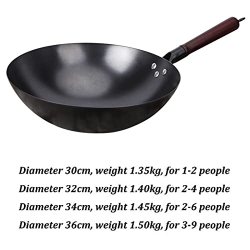 Wok de hierro forjado con tapa de madera 34 cm miniatura 7