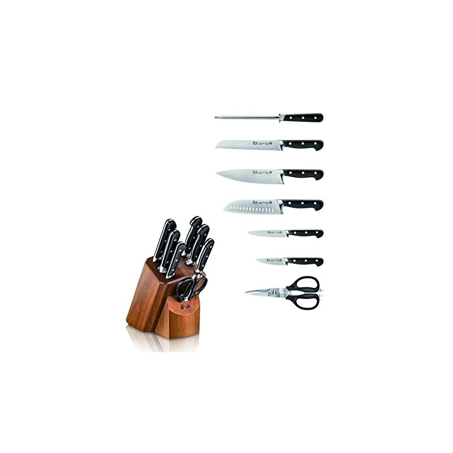 Cangshan TV2 Series 1023039 Swedish 14C28N Steel Forged 8-Piece Knife Block Set, Acacia