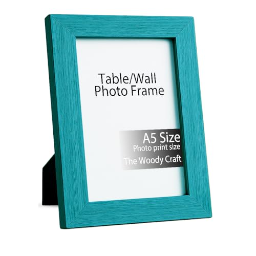 Image of A5 Photo Frame | Stylish Blue Photo Frames For Wall Decor | Durable Wooden Frame | Wall Frames To Enhance Your Room | Hanging Photo Frame (5.8x8.3 inch, Blue)