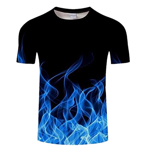 T-shirt 3D Blue Flame résistant et confortable pour exprimer votre style streetwear en taille M noir