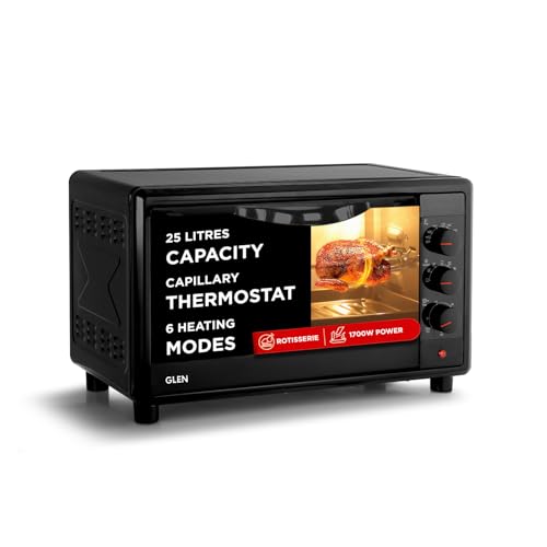 Image of Glen Multi-Function OTG for Kitchen, 25 Litre, 1700W, Oven Toaster Griller with 6 Heating Modes, Adjustable Temperature & Timer, Rotisserie, Bake, Grill & Toast, Oven for Baking - Black (SA5025R)