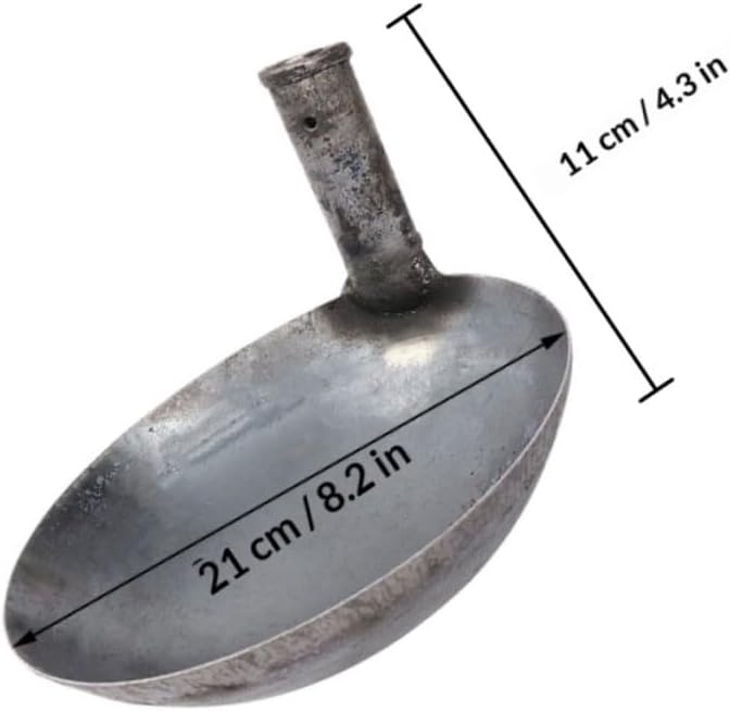 VICASKY Thickened Iron Water Ladle 21cm Long Handle Kitchen Spoon Sturdy Metal Scoop for Household Cooking, Gardening, and Industrial Use