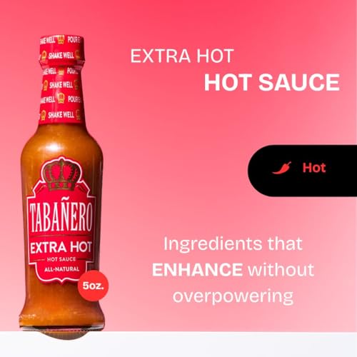 Image of Tabanero Extra Hot Sauce, Made in the USA, Sodium, Small Glass Bottle, 5 oz