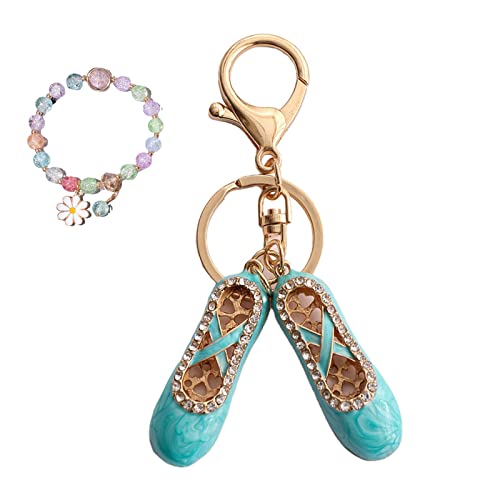 MEEC Porte-clés, Jolies Chaussures de Danse en Alliage de Strass, Pendentif Porte-clés Flash Doré, Adapté aux Femmes et aux Enfants (bleu) Cover