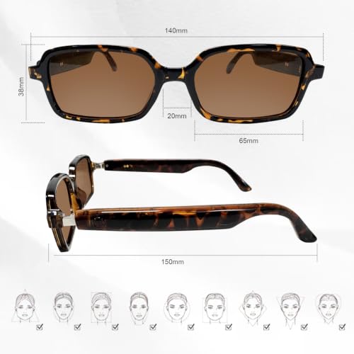 Image of GenXenon Tea Square Sleek Smart Translation Polarized Sunglasses Women