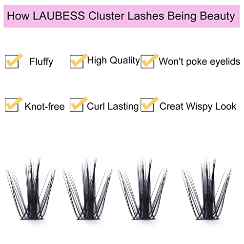 Image of Eyelash Clusters LAUBESS Lash Clusters Individual Lashes Cluster Eyelash Extensions DIY at Home Waterproof Cluster Lashes (Manga)