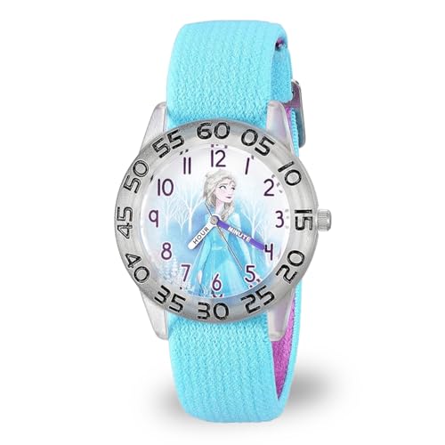 Disney Frozen Kids' Plastic Time Teacher Analog Quartz Nylon Strap Watch