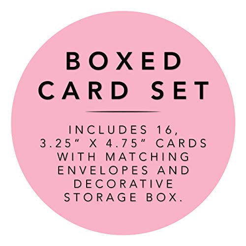 Image of Graphique Peanuts Typewriter Boxed Notecards, 16 Snoopy at Typewriter Cards Embellished with Glitter, with Matching Envelopes and Storage Box, 3.25 inch x 4.75 inch